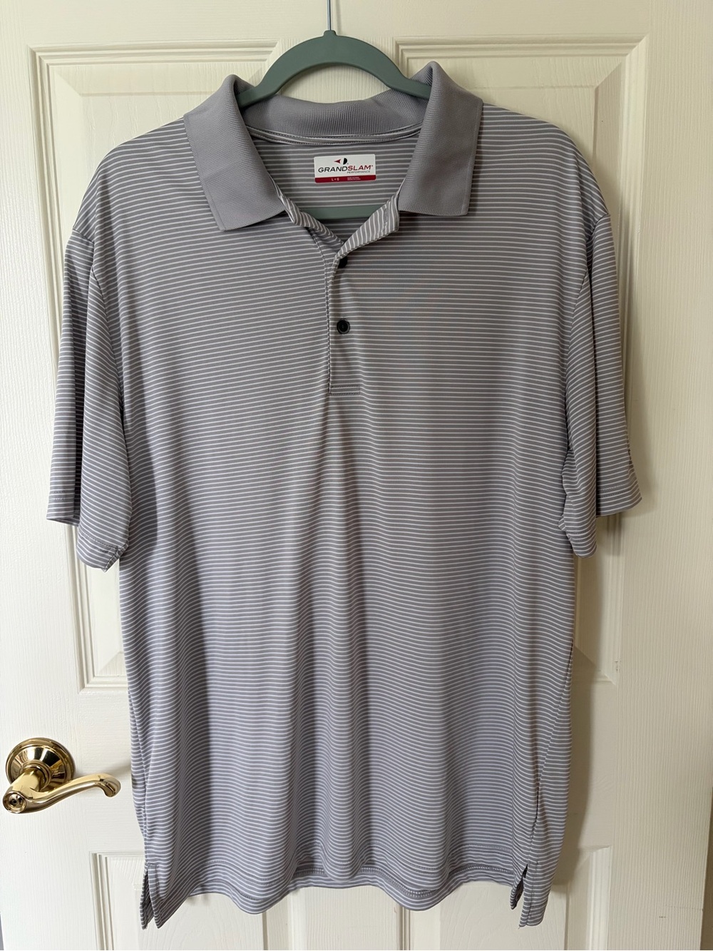Men's Light Gray Striped Short-Sleeve Polo
